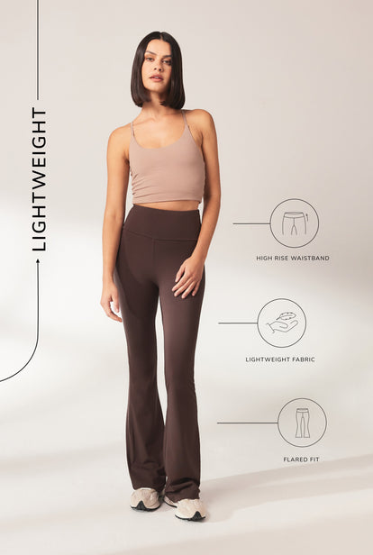 Curve lightweight Flare Leggings - Espresso Brown
