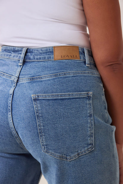 Curve Wide Leg Jeans - Mid Blue