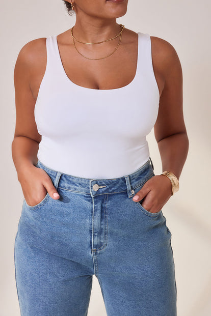 Curve Wide Leg Jeans - Mid Blue