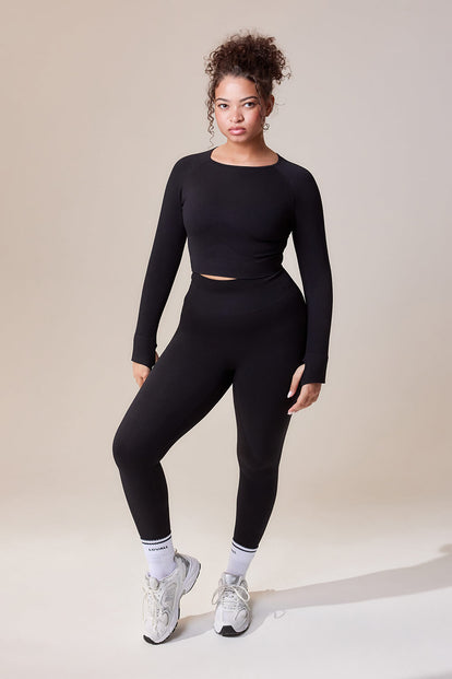 Curve Sculpt Seamless Long Sleeve Top - Black