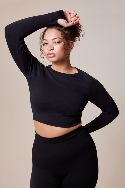 Curve Sculpt Seamless Long Sleeve Top - Black