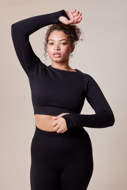 Curve Sculpt Seamless Long Sleeve Top - Black