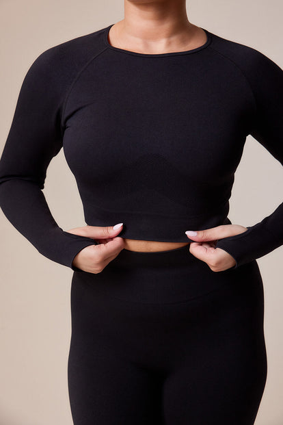 Curve Sculpt Seamless Long Sleeve Top - Black