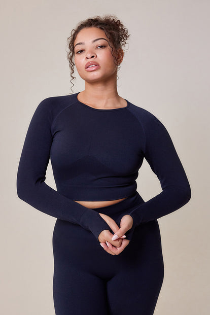 Sculpt Seamless Long Sleeve Top - Deep Navy