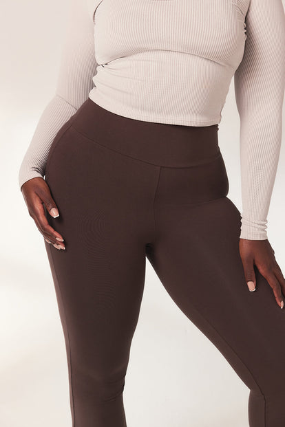 Curve lightweight Flare Leggings - Espresso Brown