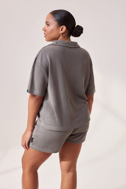 Curve Lightweight Collared Knit Set - Slate Green