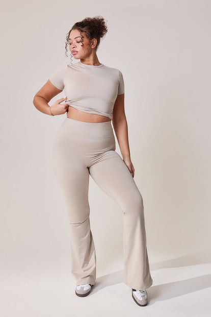 Curve Ultimate Everyday Flare Leggings - Oatmeal Beige