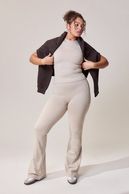 Curve Ultimate Everyday Flare Leggings - Oatmeal Beige