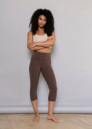 Cropped Lightweight Leggings - Espresso Brown