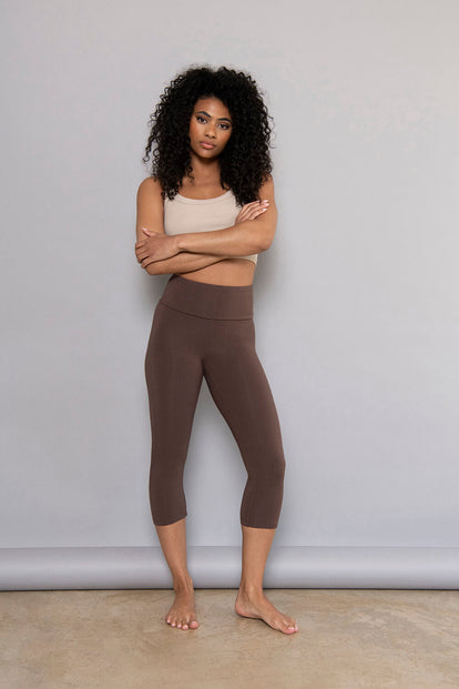 Cropped Lightweight Leggings - Espresso Brown