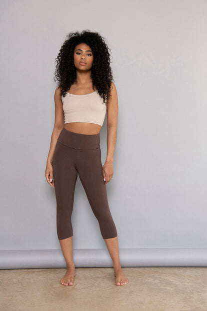 Cropped Lightweight Leggings - Espresso Brown