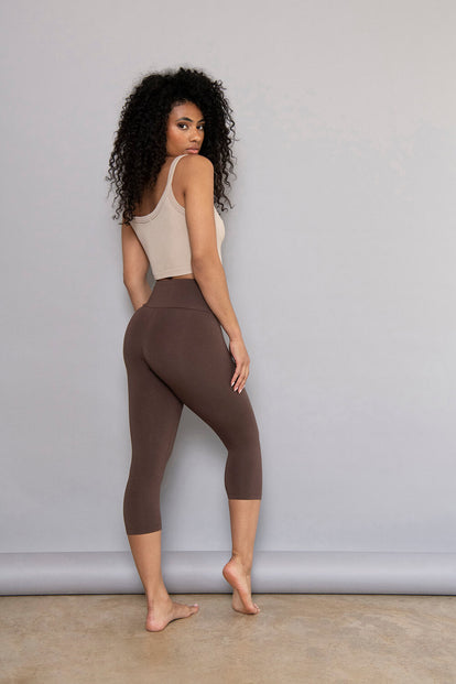 Cropped Lightweight Leggings - Espresso Brown