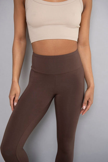 Cropped Lightweight Leggings - Espresso Brown