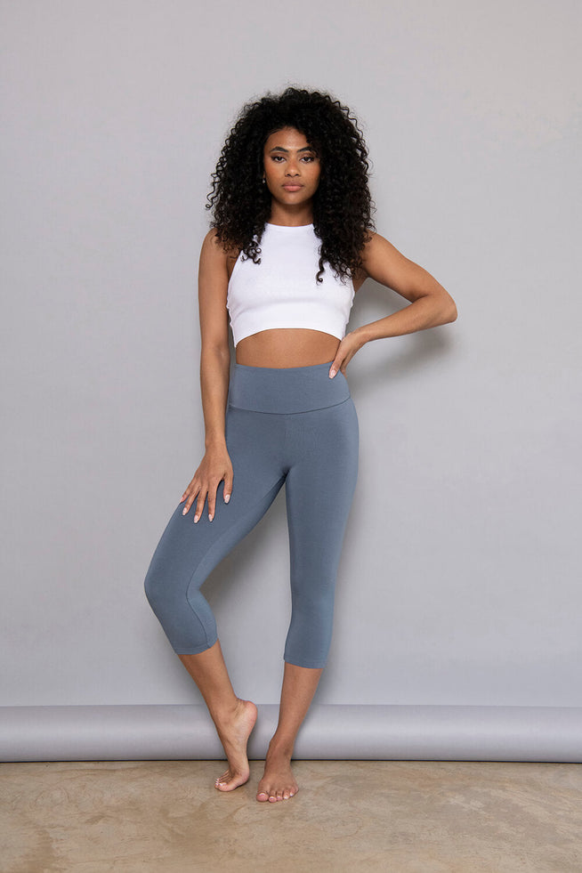 Curve Cropped Lightweight Leggings - Steel Blue