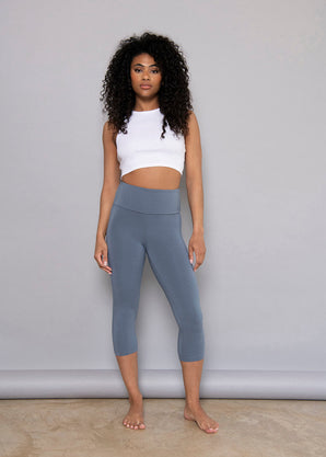 Cropped Lightweight Leggings - Steel Blue