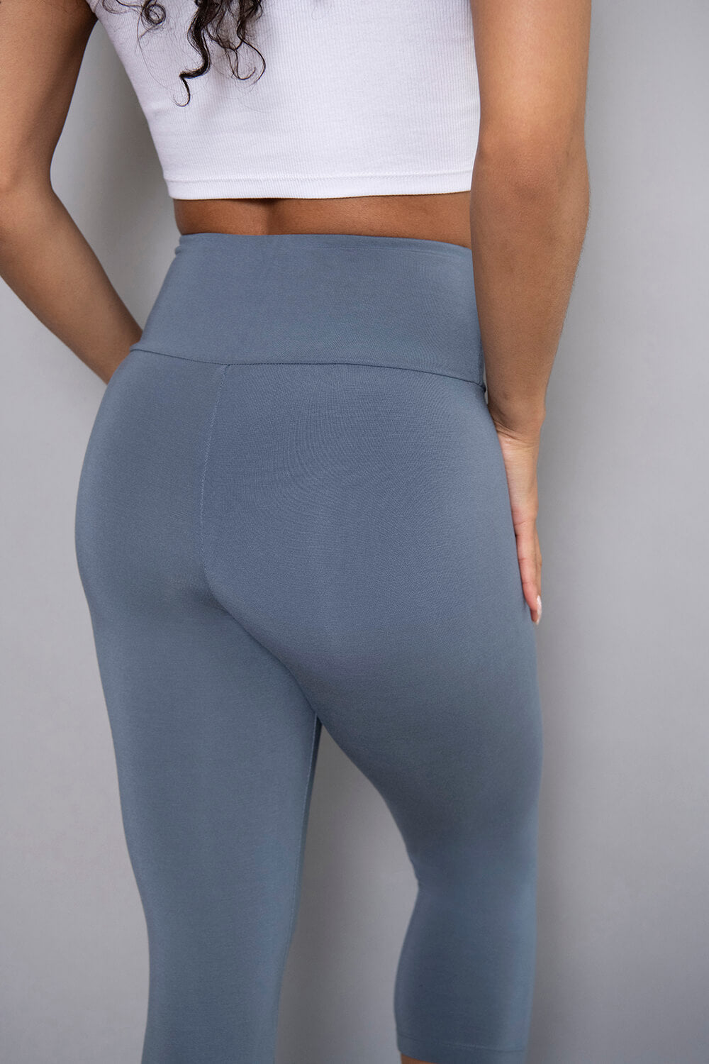 Curve Cropped Lightweight Leggings - Steel Blue