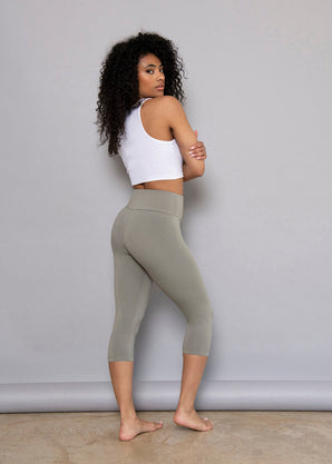 Cropped Lightweight Leggings - Sage Green