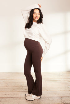 Maternity lightweight Flare Leggings - Espresso Brown