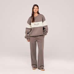 Heavyweight Oversized Sweatshirt Colour Block - Mocha