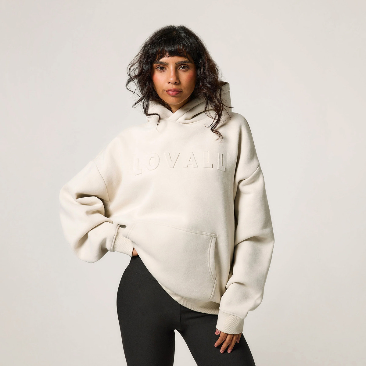 Heavyweight Embossed Oversized Hoodie - Ecru