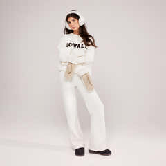 Wide Leg Knit Trousers - Off White