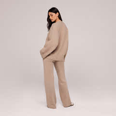 Varsity Knit Oversized Jumper - Biscuit