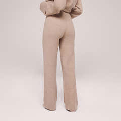 Wide Leg Knit Trousers - Biscuit