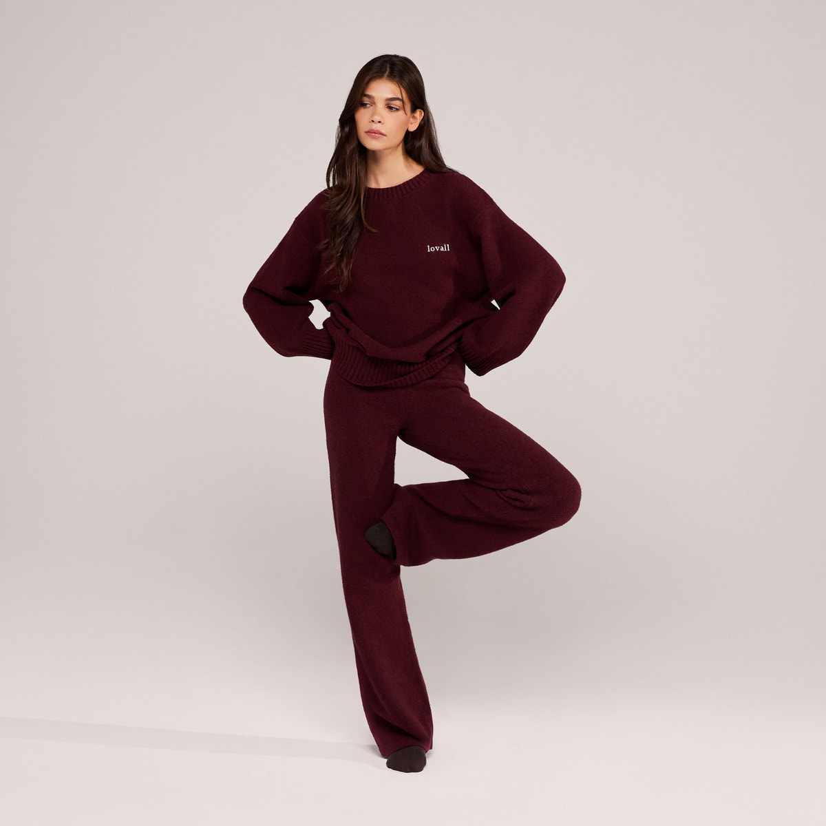 Lovall Knit Oversized Jumper - Burgundy