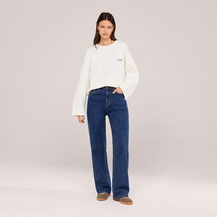 Wide Leg Jeans - Dark Blue