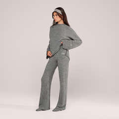 Alpaca Knit Split Hem Oversized Jumper - Grey