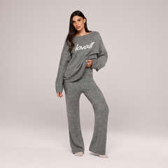Alpaca Knit Script Oversized Jumper - Grey