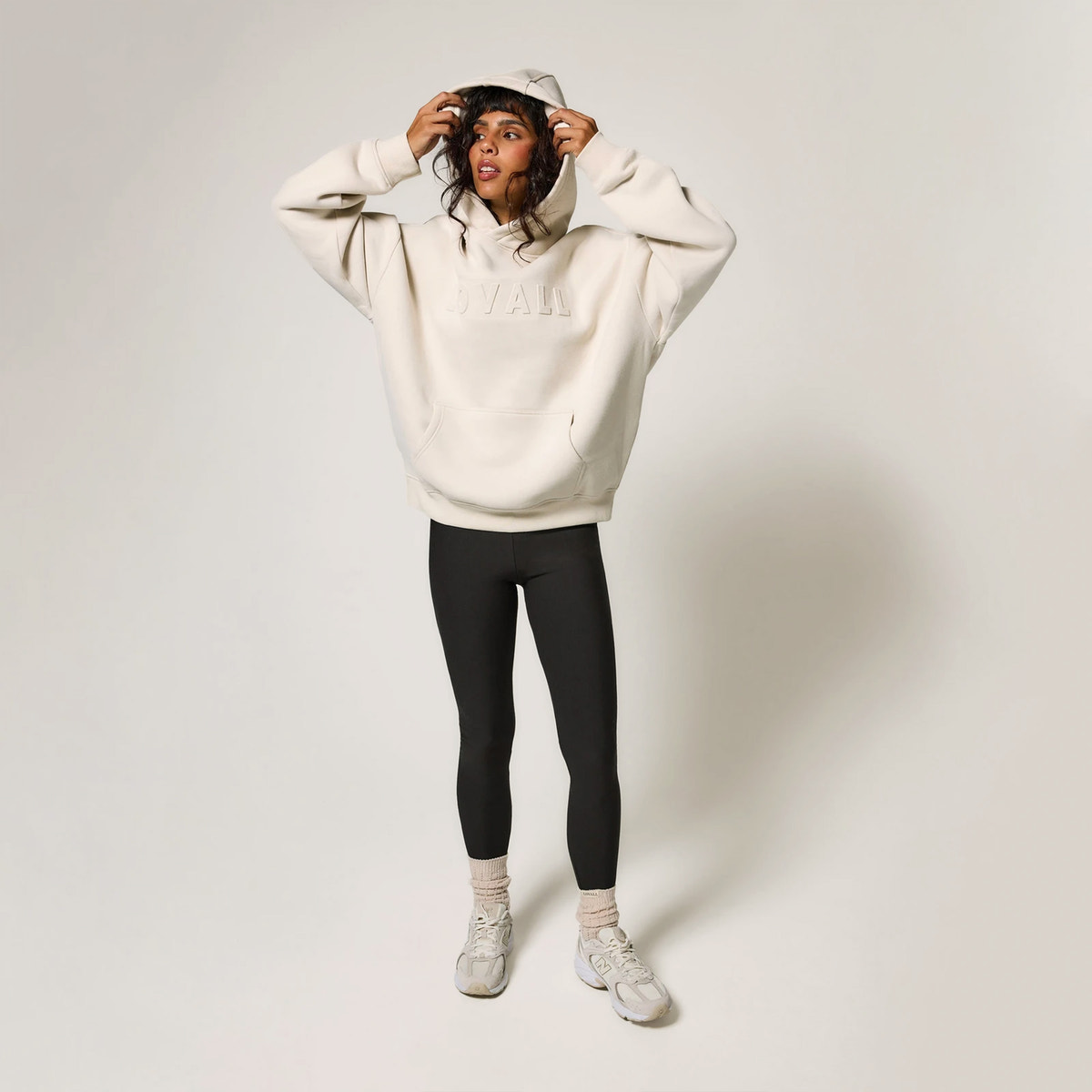 Heavyweight Embossed Oversized Hoodie - Ecru