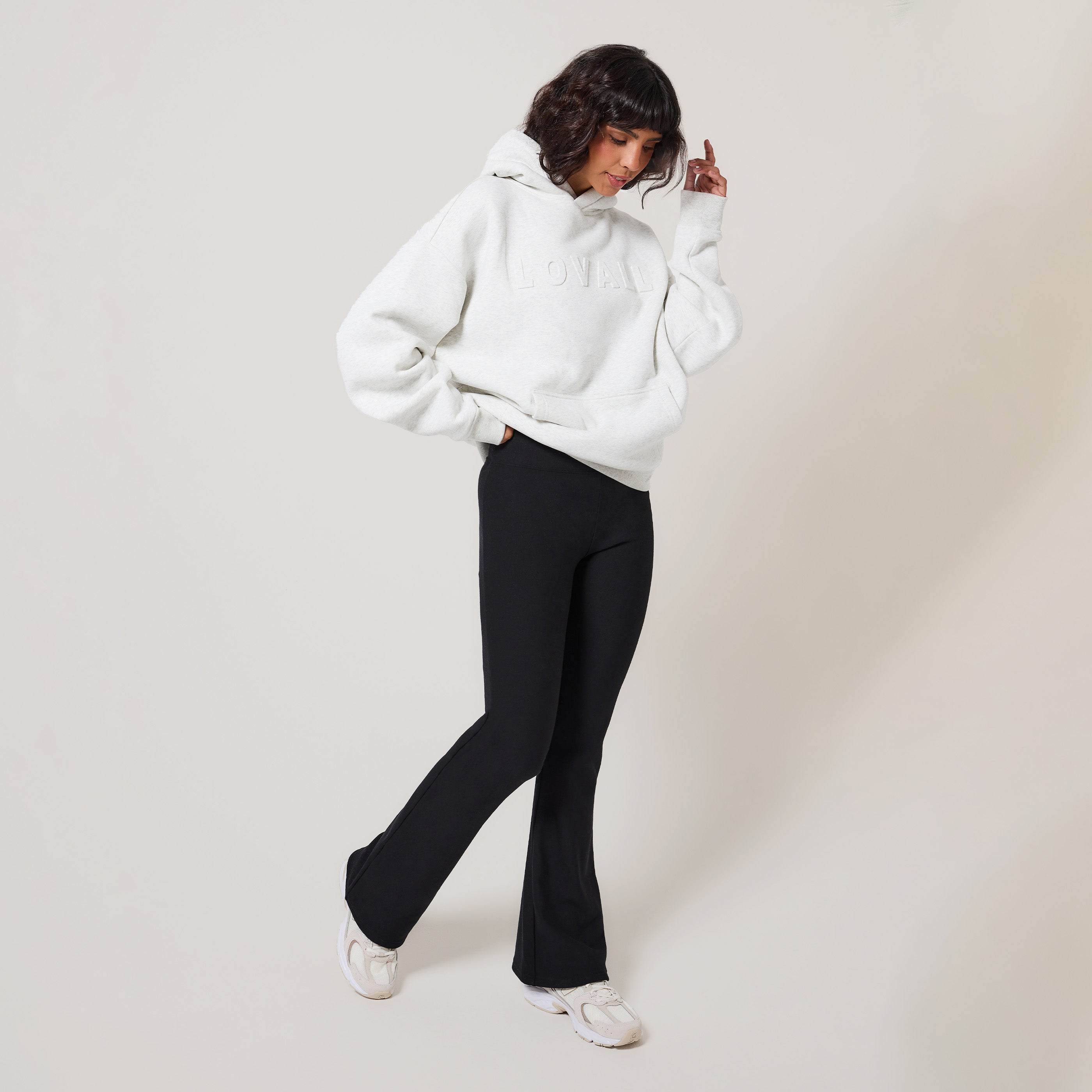 Heavyweight Embossed Oversized Hoodie - Light Grey Marl