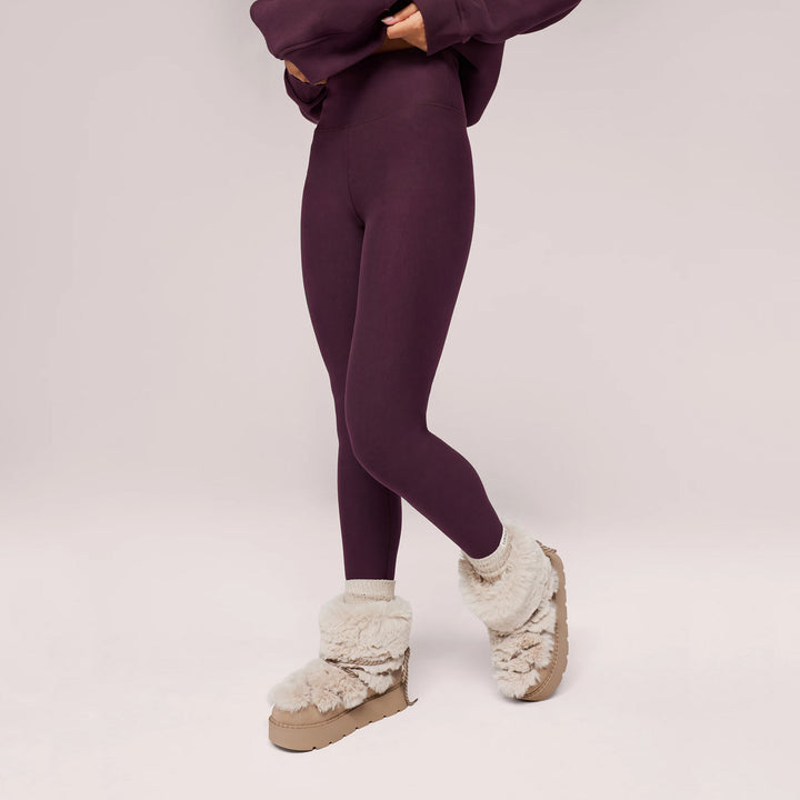 Winter Everyday High Waisted Leggings - Wine