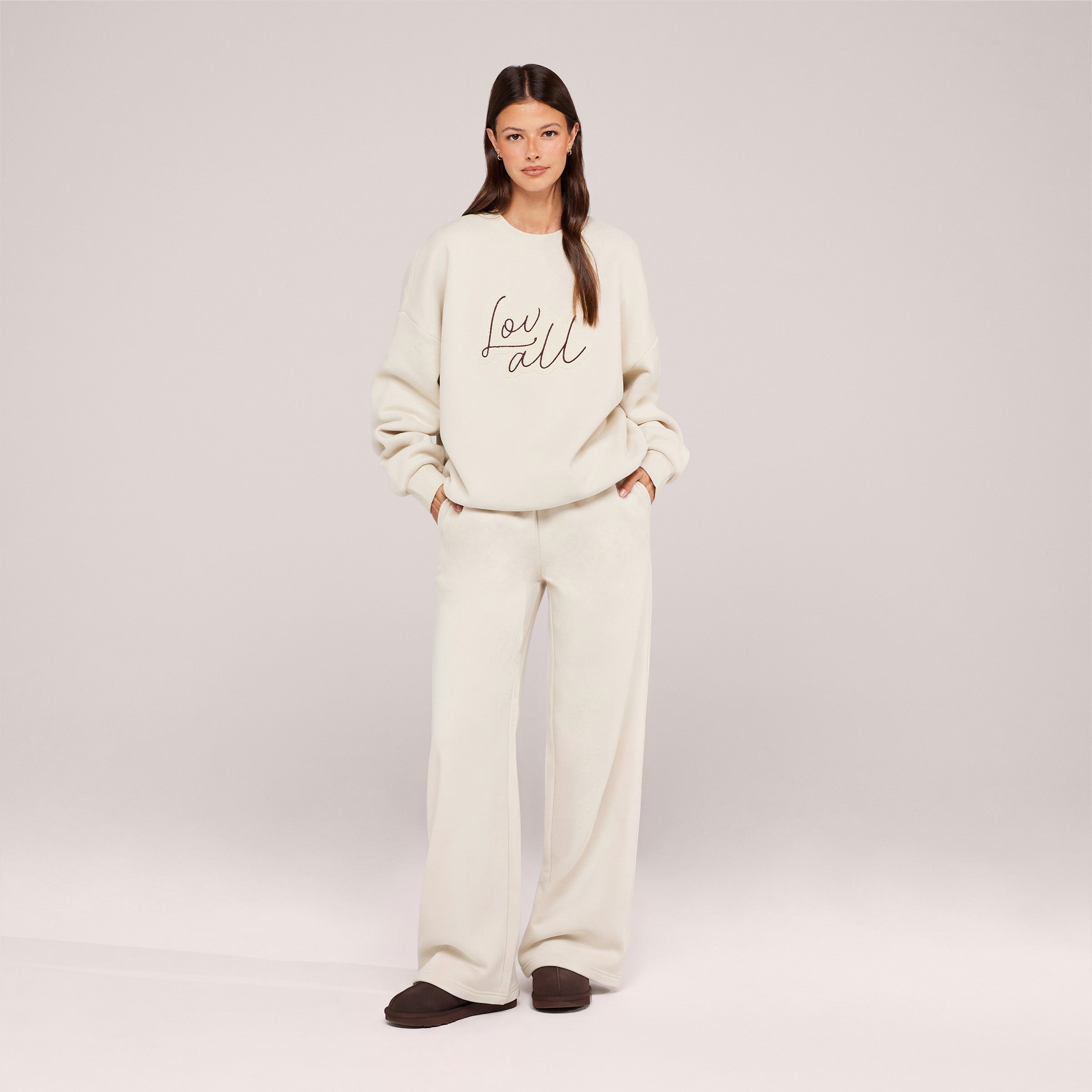 Organic Wide Leg Jogger - Ecru