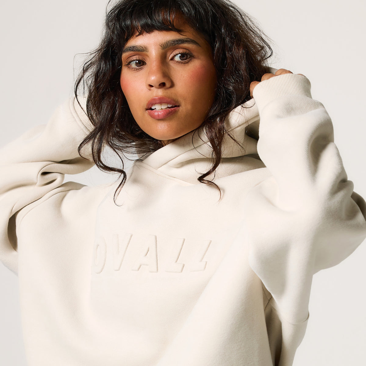 Heavyweight Embossed Oversized Hoodie - Ecru