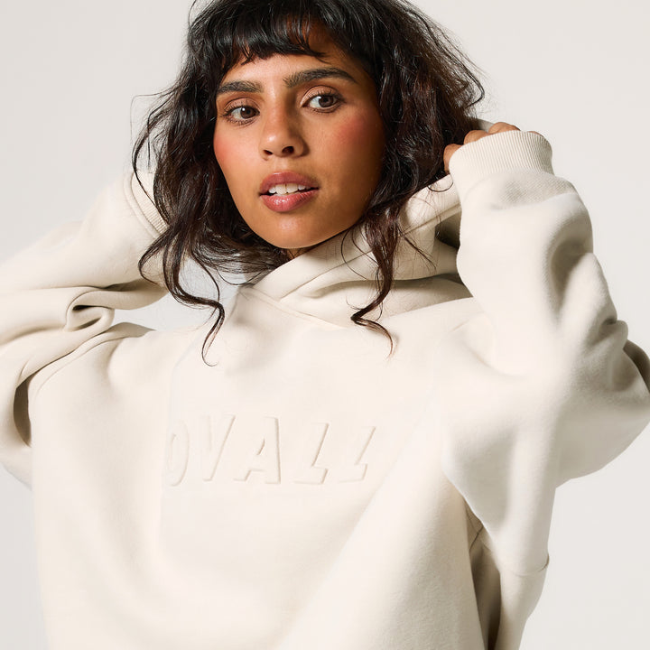 Heavyweight Embossed Oversized Hoodie - Ecru