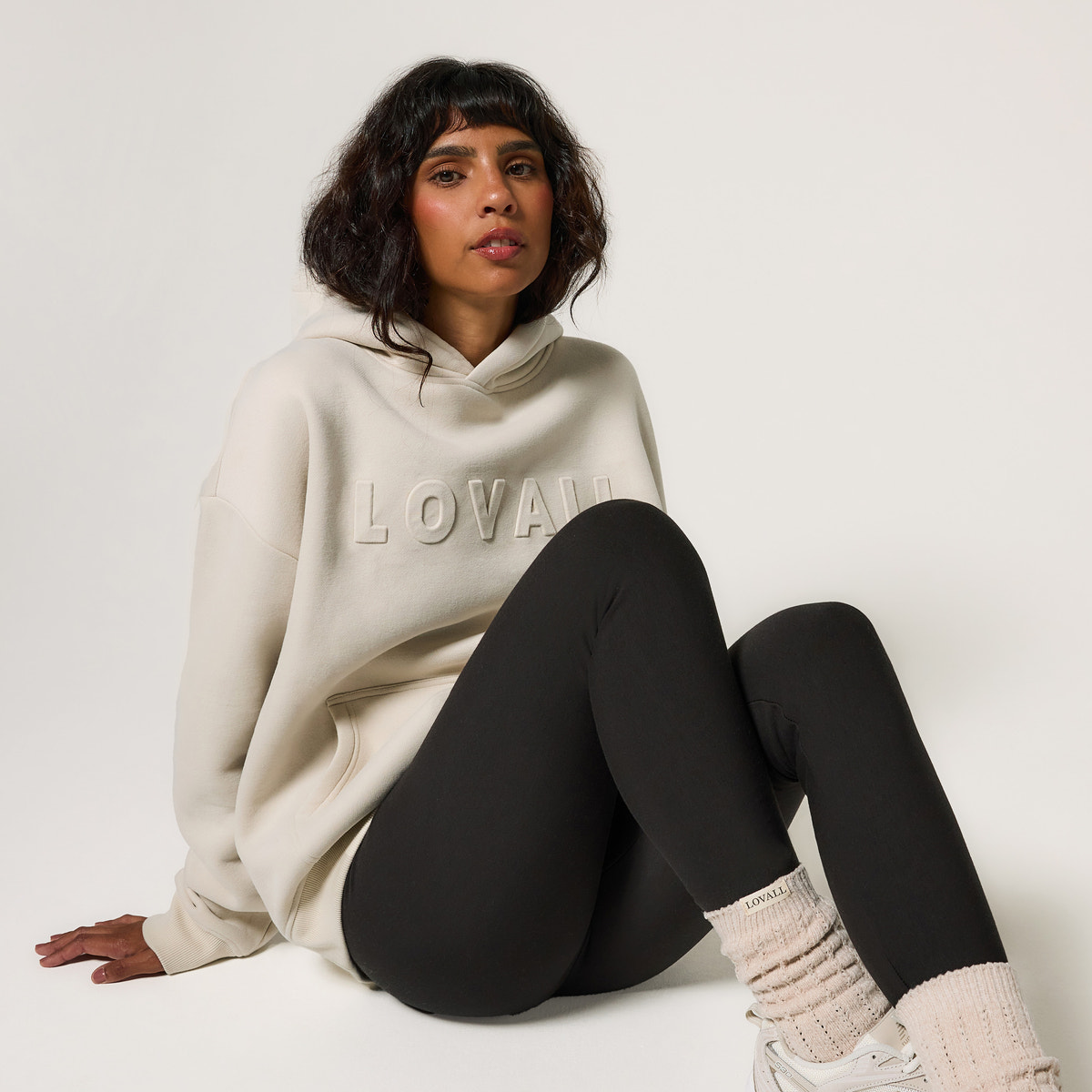 Heavyweight Embossed Oversized Hoodie - Ecru