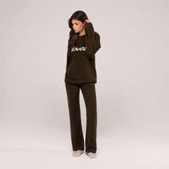 Alpaca Knit Wide Leg Trousers - Deep Olive