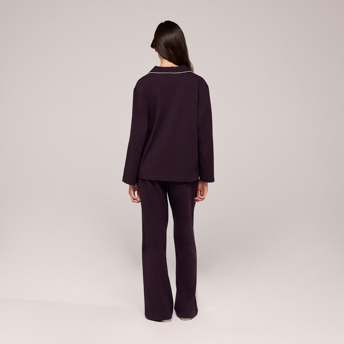 Organic Cotton Button Through Pyjama Top - Wine