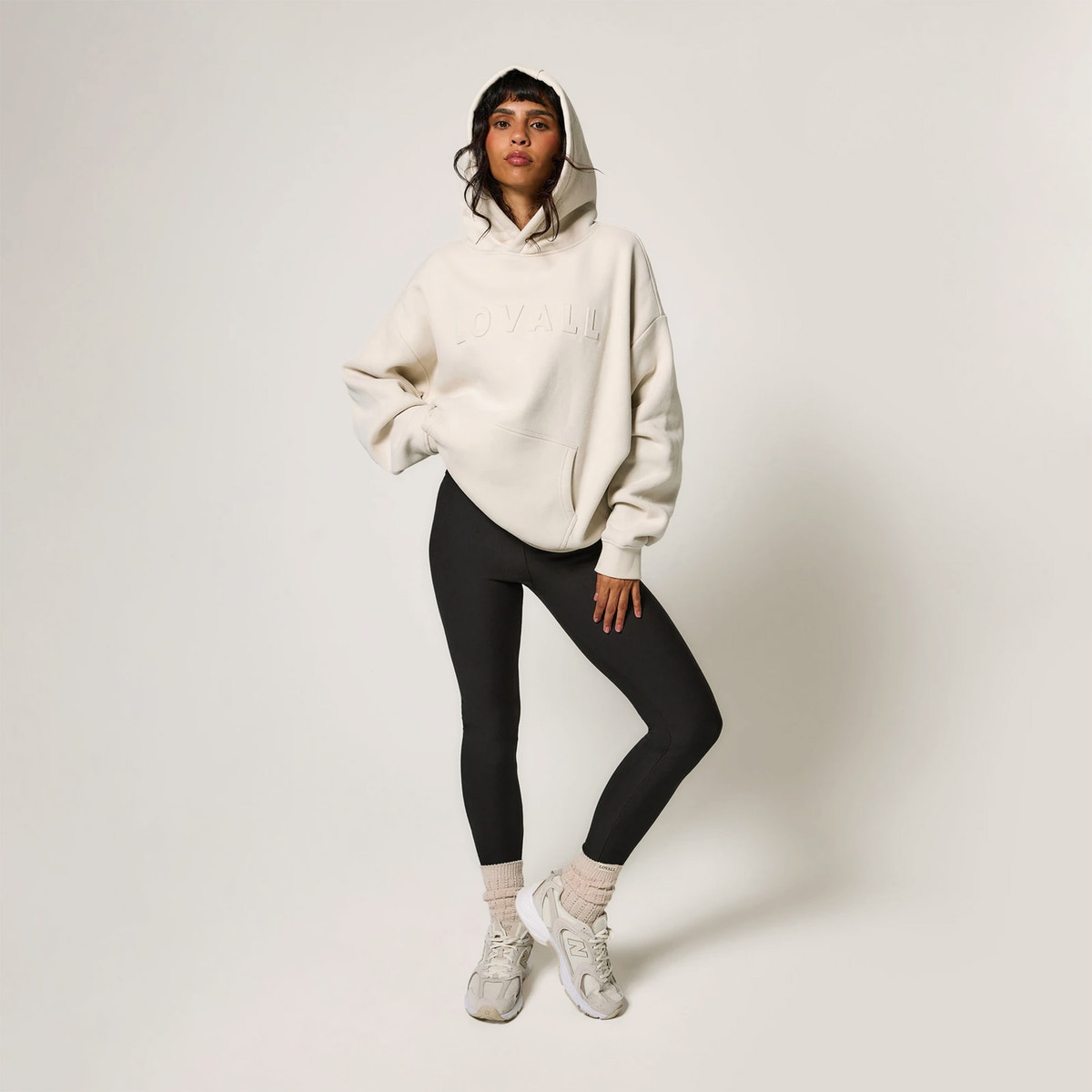 Heavyweight Embossed Oversized Hoodie - Ecru