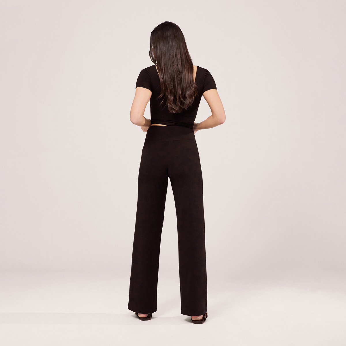 Lightweight Wide Leg Trousers - Black Coffee