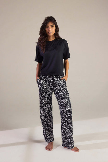 Soft Touch Pyjama Set - Black Floral