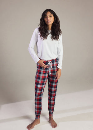 Curve Soft Touch Pyjama Set - Navy & Red Check