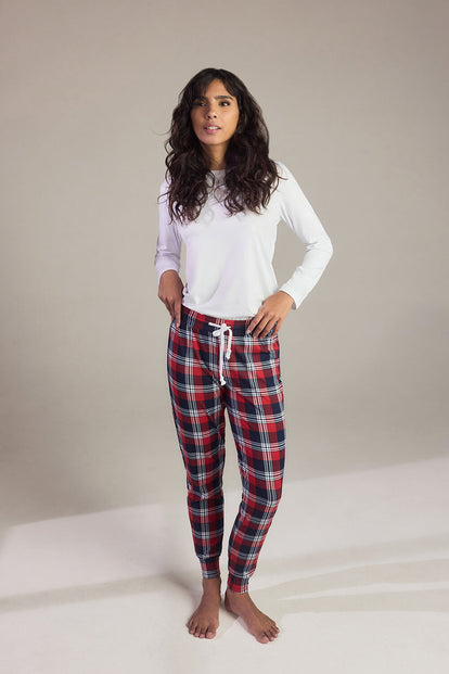 Curve Soft Touch Pyjama Set - Navy & Red Check