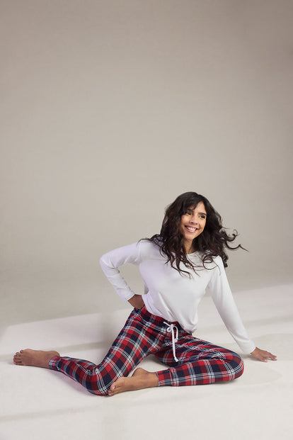 Curve Soft Touch Pyjama Set - Navy & Red Check