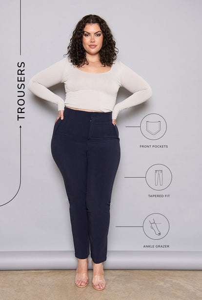 Curve Cigarette Trousers - Navy