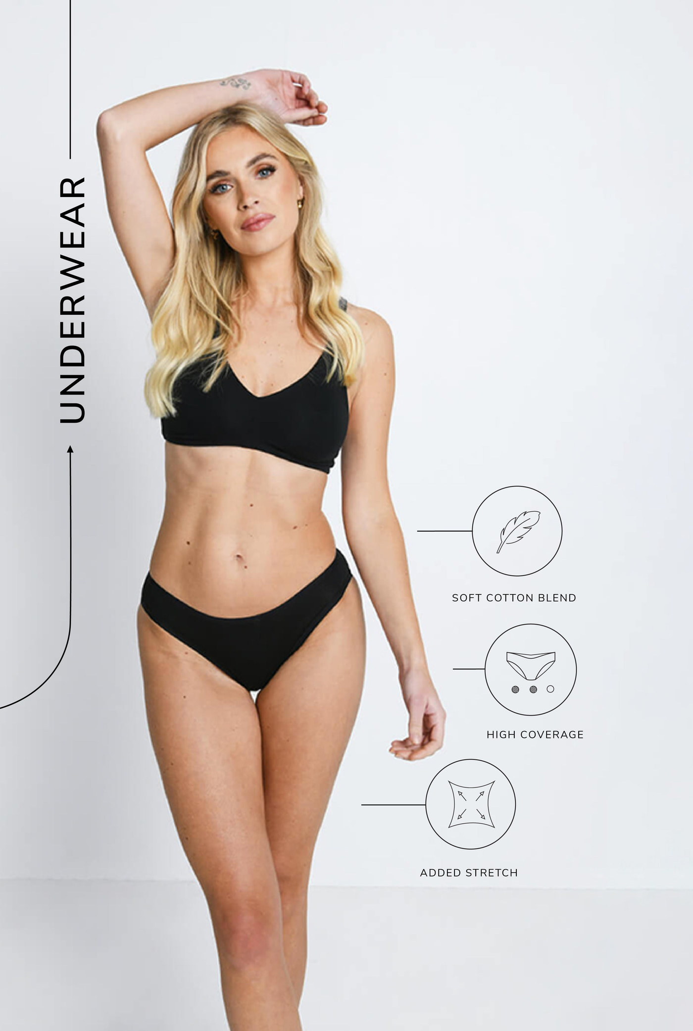 Cotton Bikini Knickers 3 Pack - Black