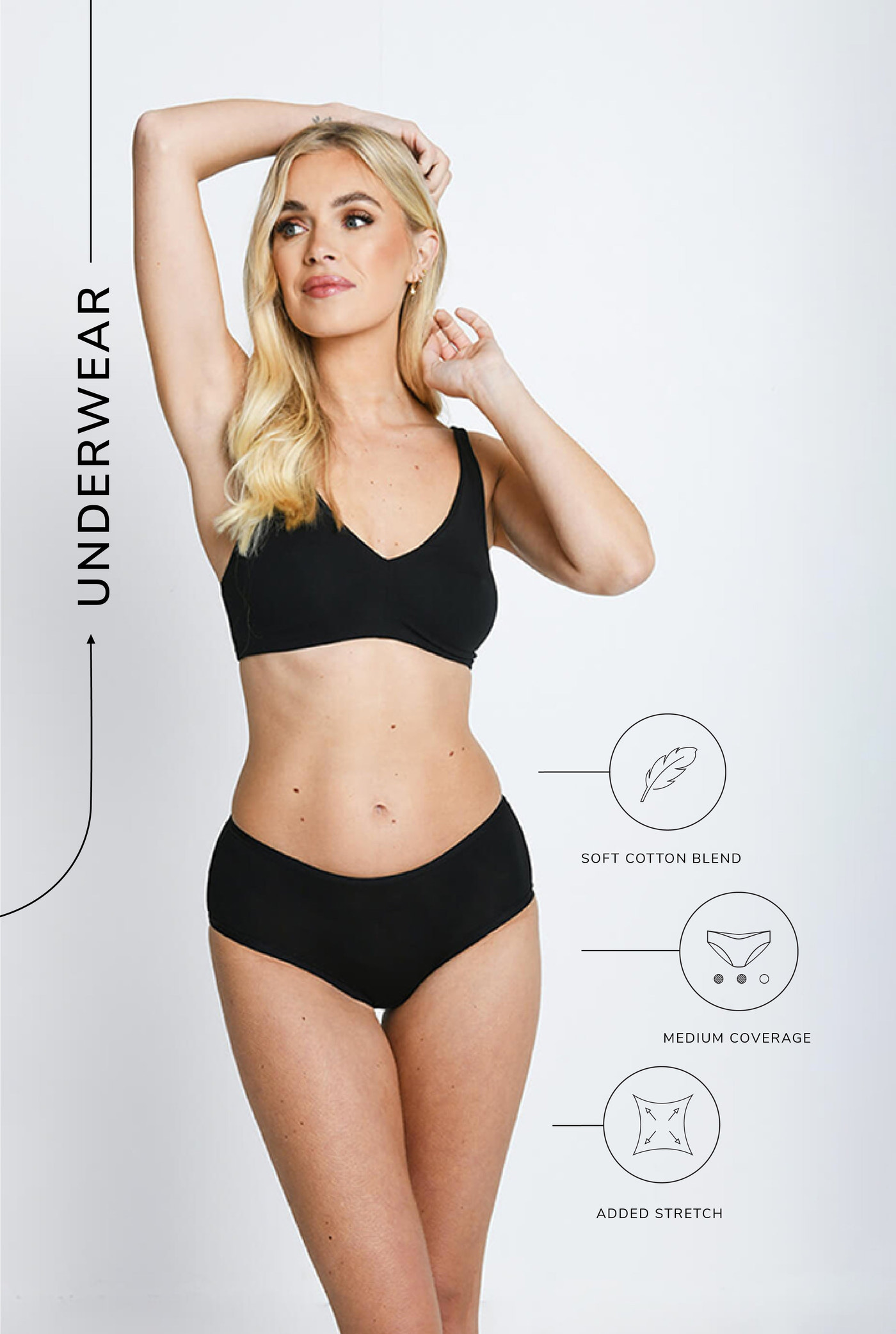 Cotton Midi Knickers 3 Pack - Black
