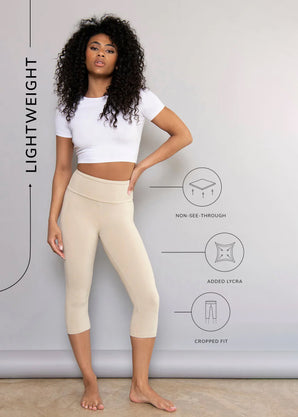 Cropped Lightweight Leggings - Natural Beige